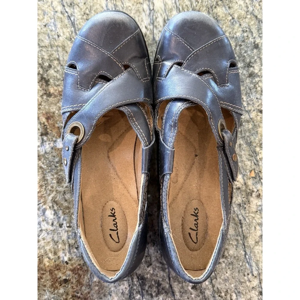 Clarks Ped Lite Megan Women's Slip-On Loafer Shoes Navy Size 10